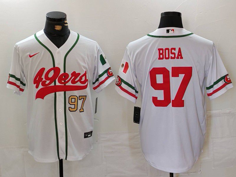 Men San Francisco 49ers #97 Bosa White Joint Name 2024 Nike Limited NFL Jersey style 2